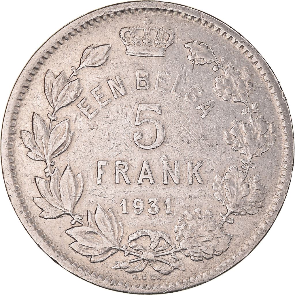Belgian 1 Belga / 5 Francs Coin | Albert I Belgie | Star | Olive | KM98 | 1930 - 1933
