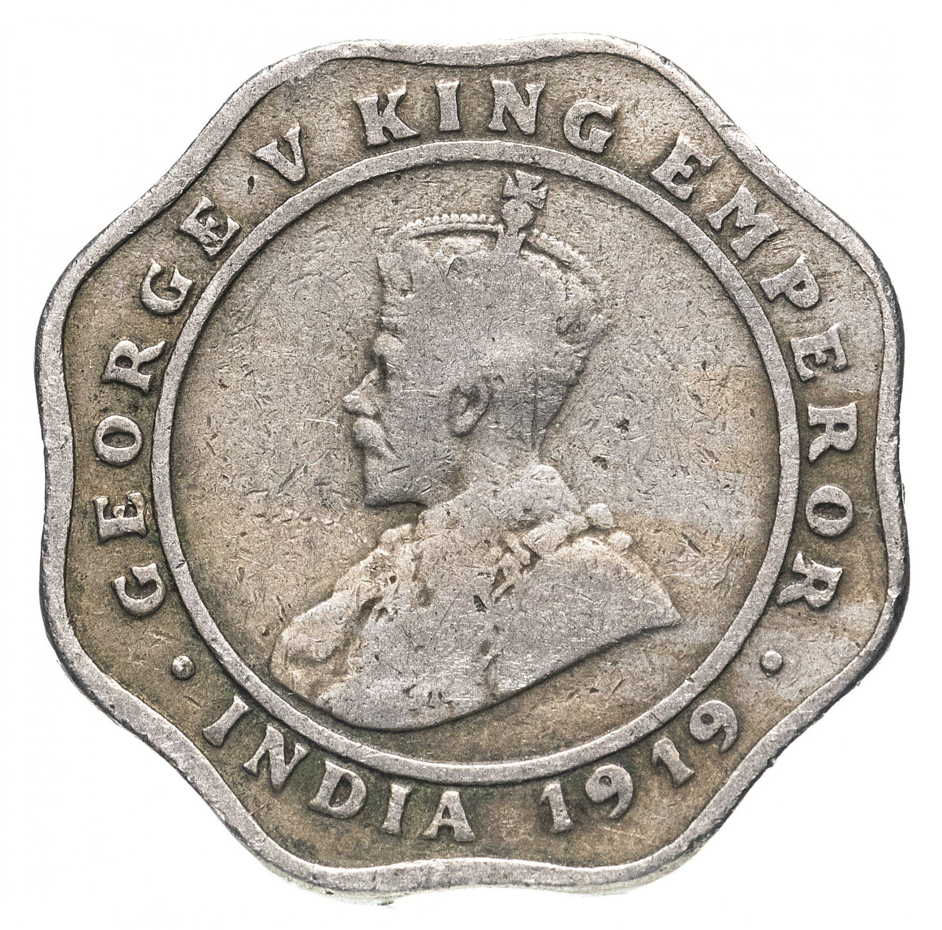 India - British | 4 Annas Coin | King George V | Km:519 | 1919 - 1921
