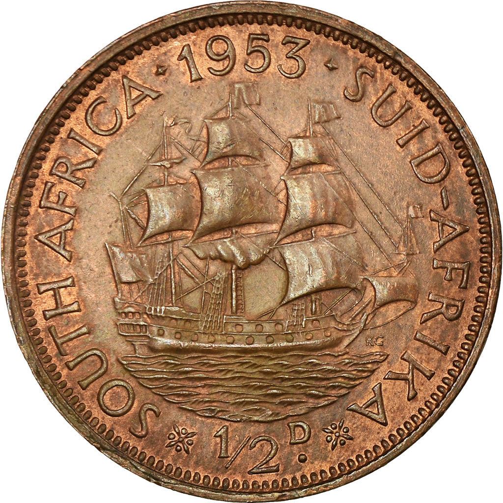 South Africa 1/2 Penny Coin | Elizabeth II 1st portrait | KM45 | 1953 - 1960