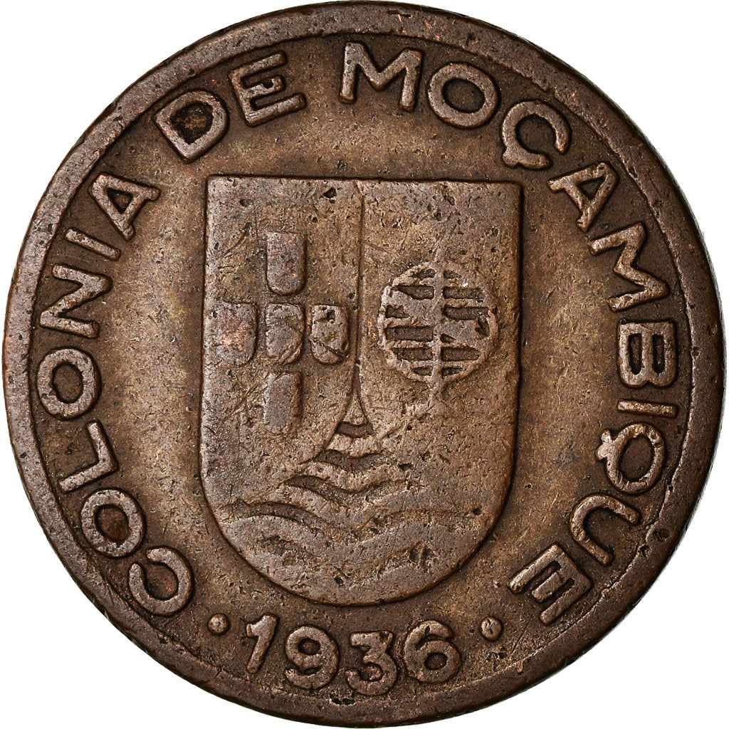 Mozambique | 10 Centavos Coin | Globe | Shield | Km:63 | 1936