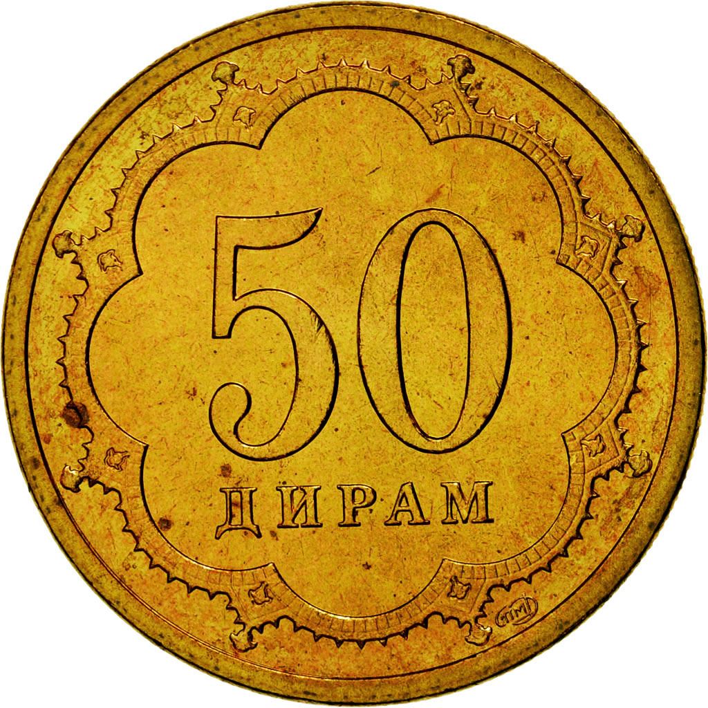 Tajikistan | 50 Diram Coin | Crown | Stars | Small Value | Km:6.1 | 2001