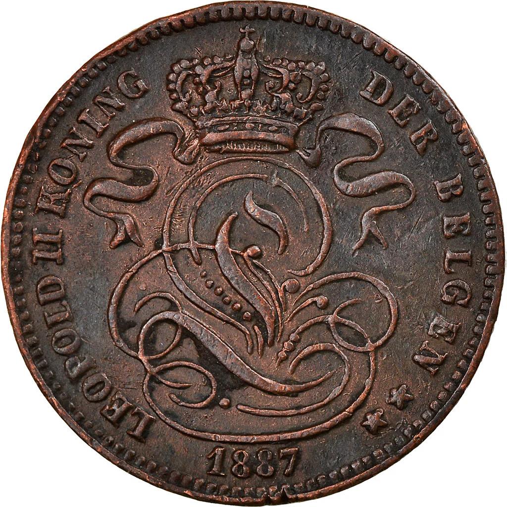 Belgian Coin 1 Centime - Léopold II België | Lion | Constitution | KM34 | 1887 - 1907