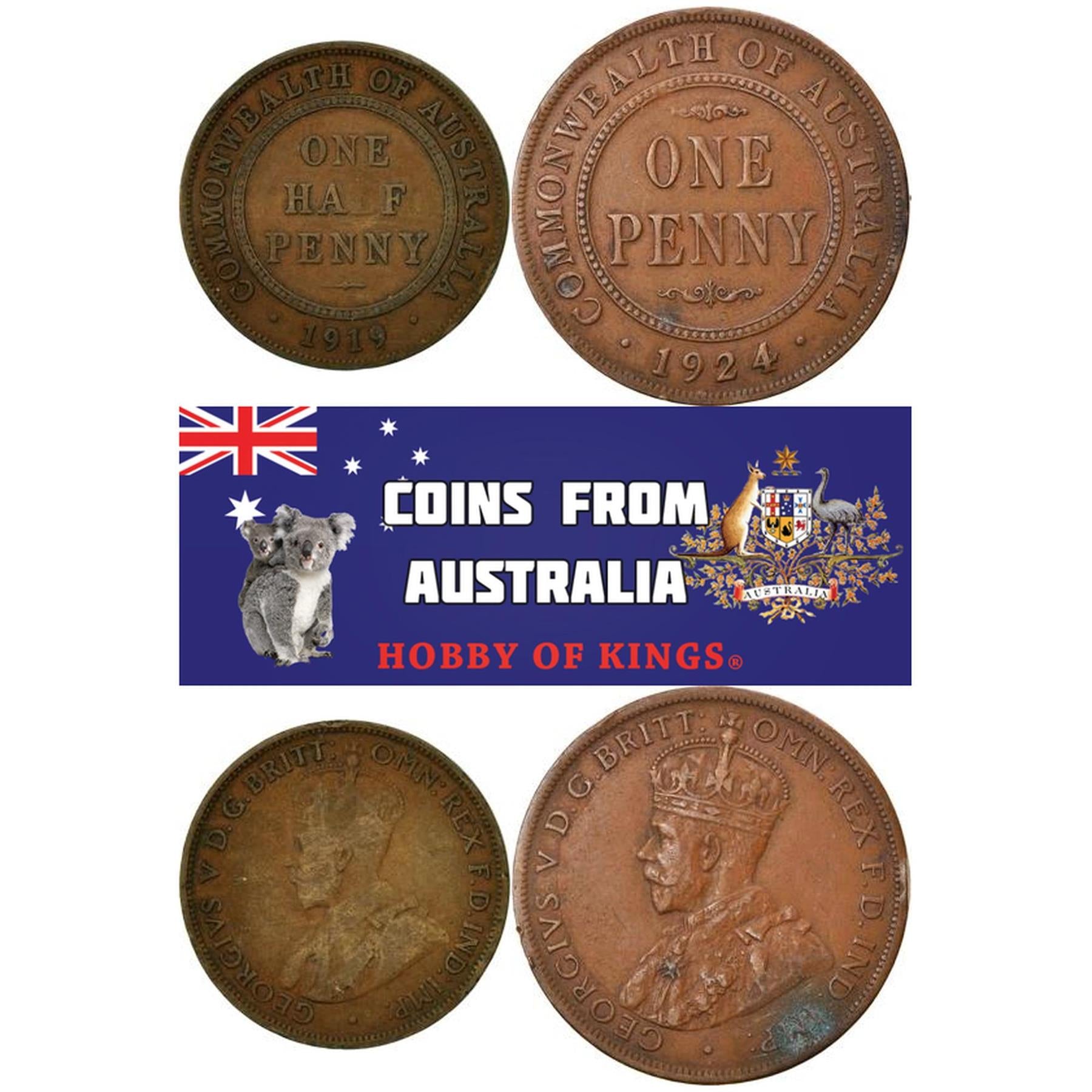 Australia | 2 Coin Set | 1/2 1 Penny | 1911 - 1936