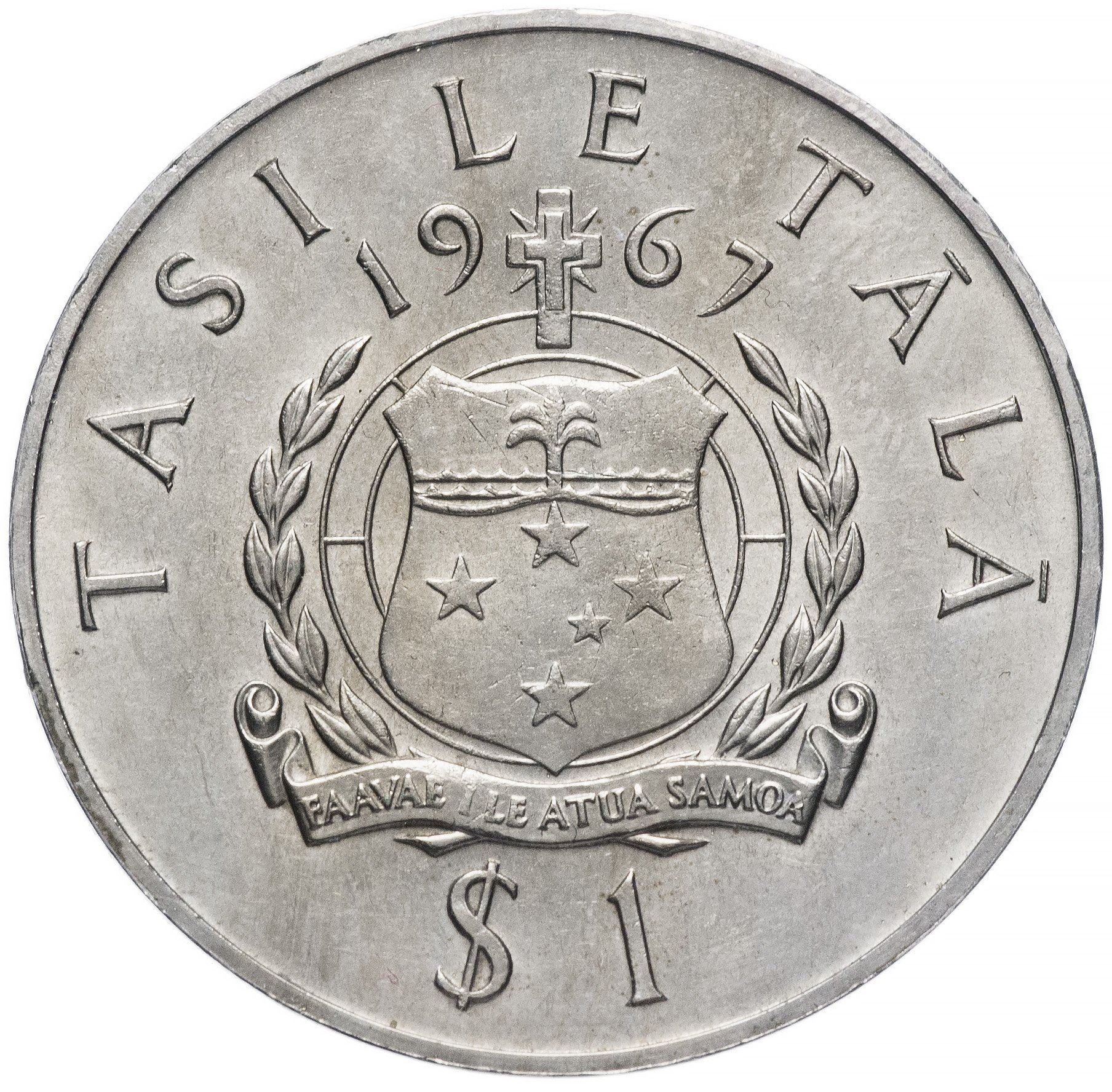 Samoa | 1 Tala Coin | Malietoa Tanumafili II | Shield | Crux Constellation | KM:7 | 1967