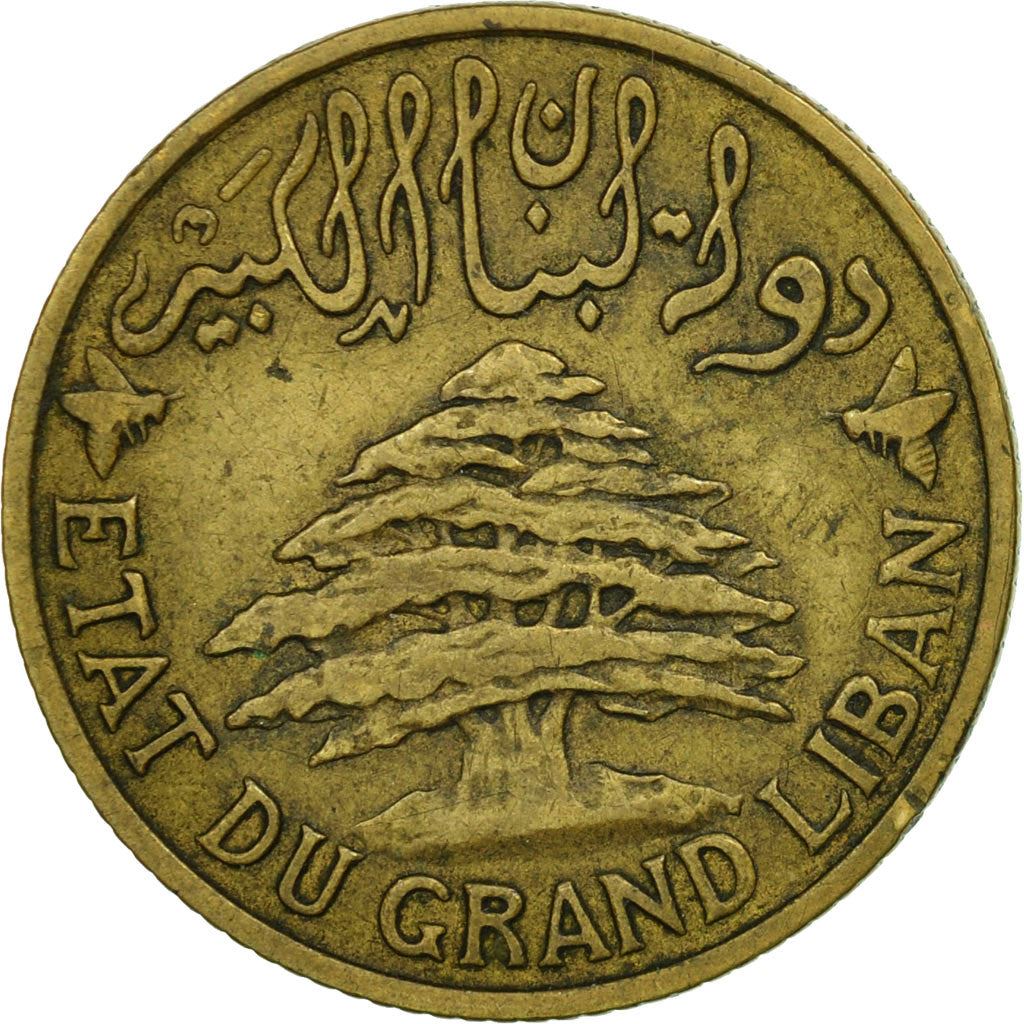 Moneta del Libano 5 Girush | Albero di Cedro | Trireme | KM5 | 1925 - 1940