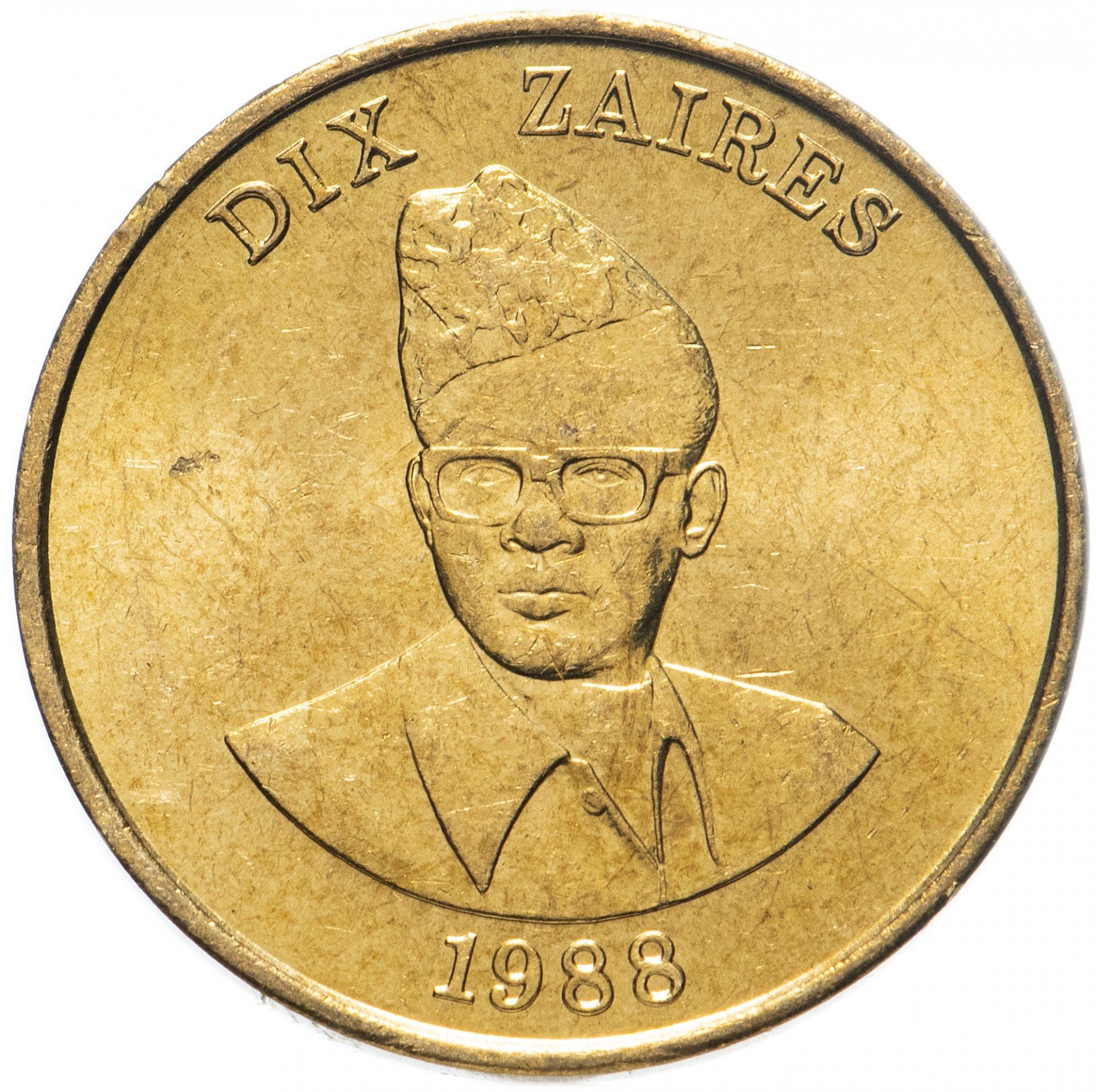 Zaire | 10 Zaires Coin | Mobutu Sese Seko | Km:19 | 1988