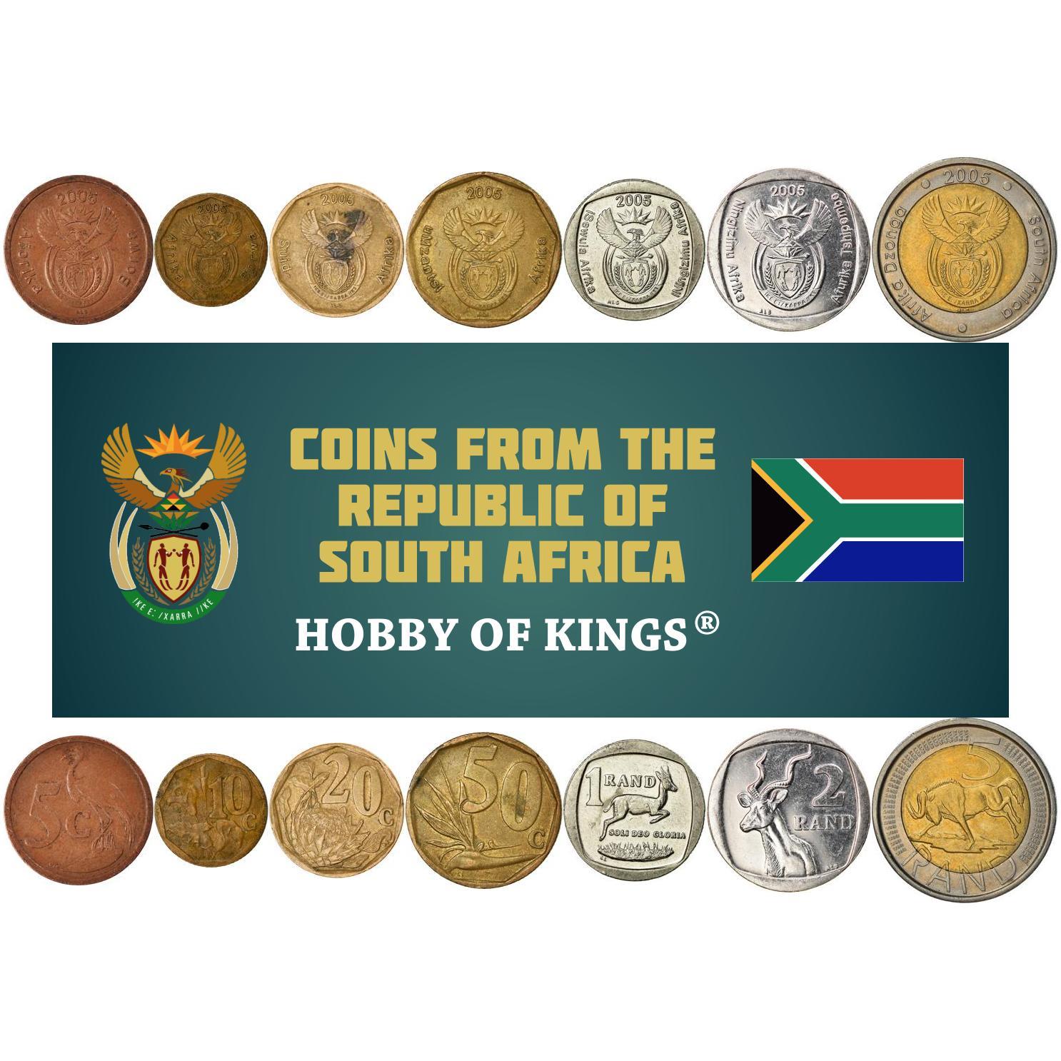South Africa 7 Coin Set 5 10 20 50 Cents 1 2 5 Rands 2005