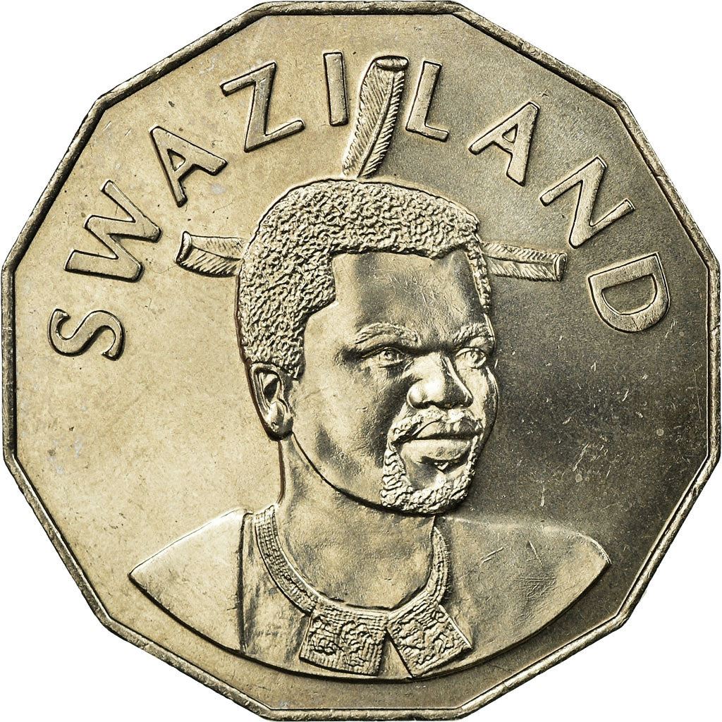 Kingdom of Swaziland | 50 Cents Coin | King Mswati III | Lion | Elephant | Km:52 | 1996 - 2007