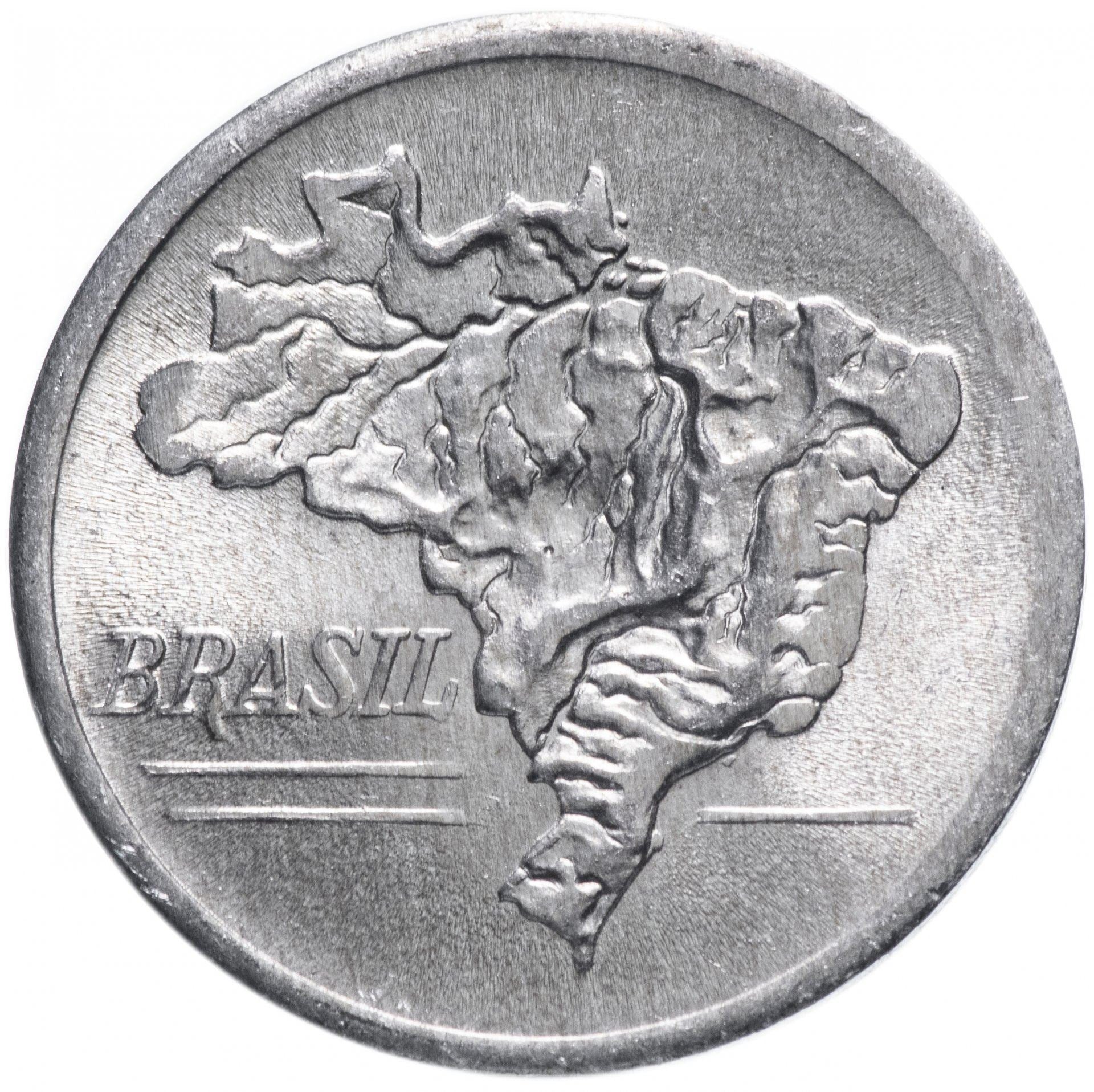 Brazil | 10 Cruzeiros Coin | Map of Brazil | Km:572 | 1965