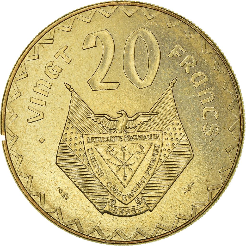 Rwanda | 20 Francs Coin | Banana Tree | Km:15 | 1977