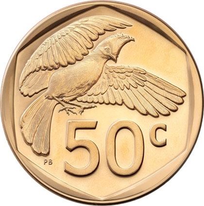 South Africa | 50 cents Coin | Bronze plated Steel | | Coat of arms | Bird | 2023