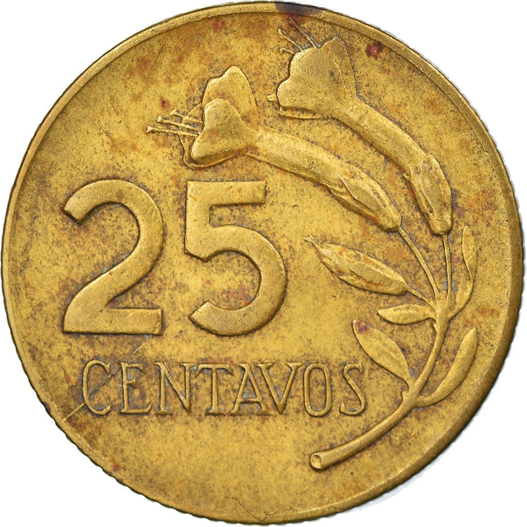 Peru | 25 Centavos Coin | Cantuta flower | Km:246 | 1966 - 1973