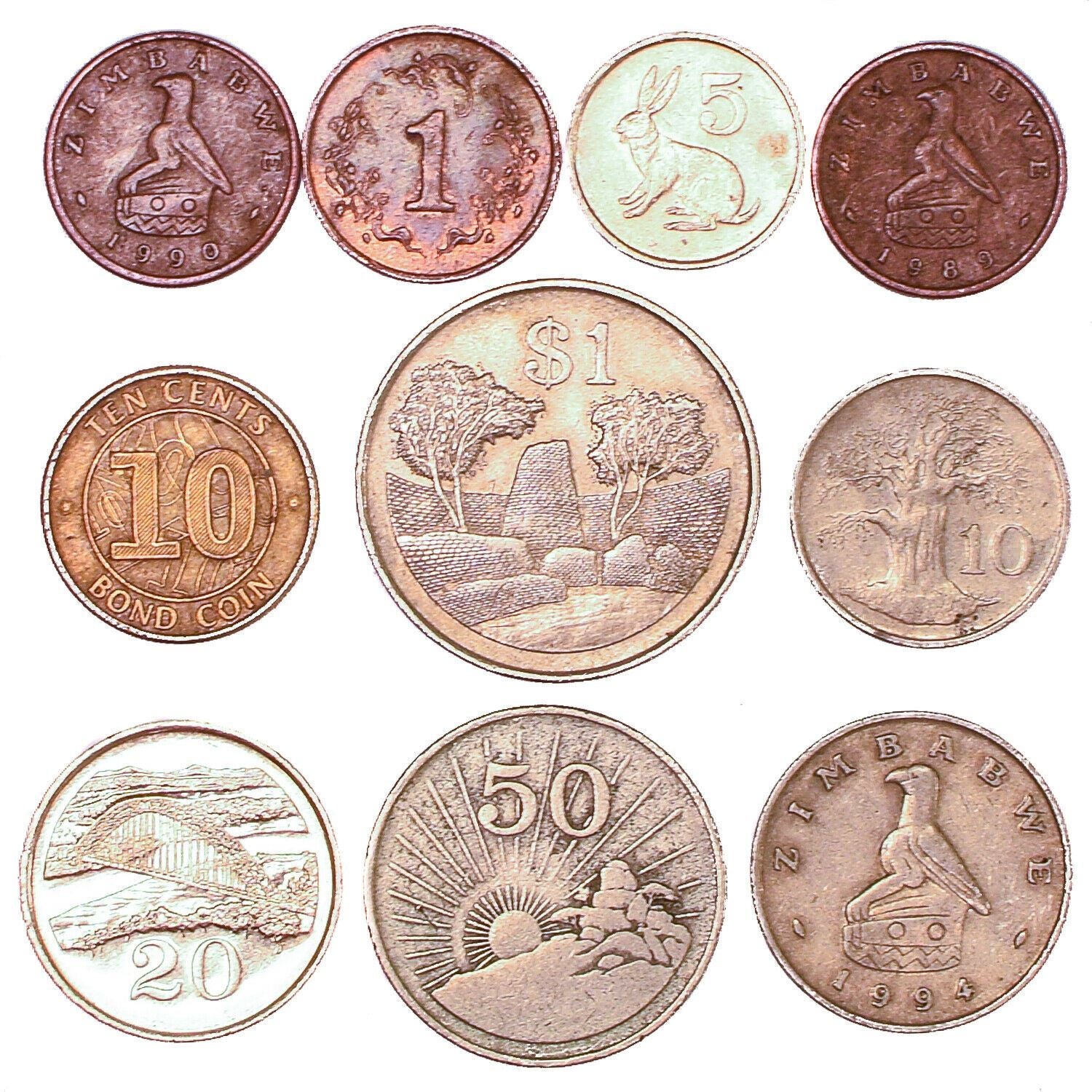 Zimbabwe 10 Mixed Coins | Tree | Bird | 1980 - 2016