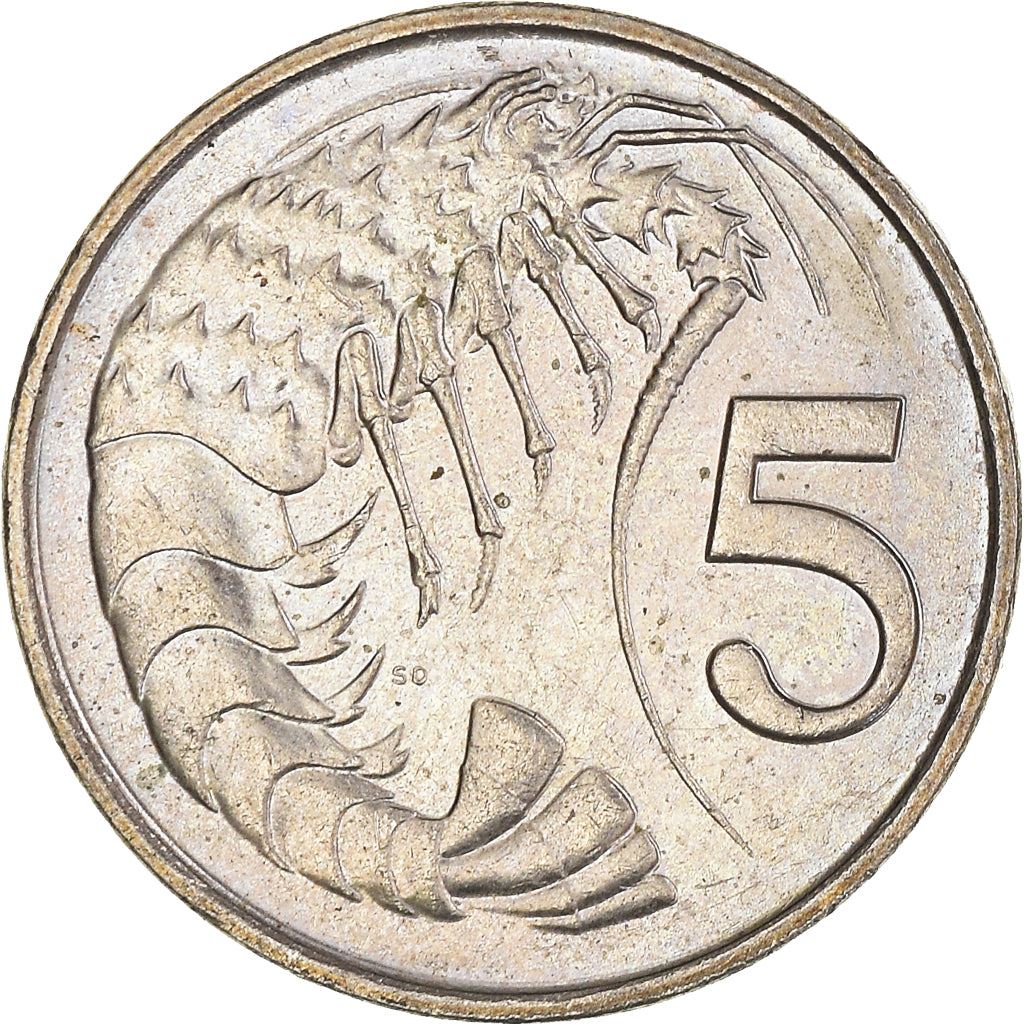 Cayman Islands | 5 Cents Coin | Crayfish | Elizabeth II | Km:88 | 1987 - 1990