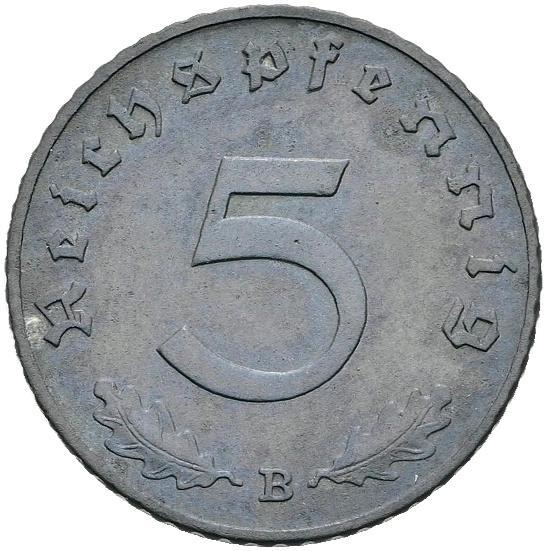German Third Reich 5 Reichspfennig Coin | KM100 | 1940 - 1944