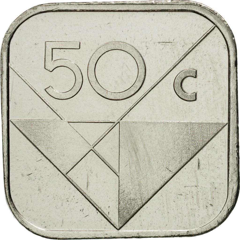 Moeda de 50 Cêntimos de Aruba | Rainha Beatrix | Willem Alexander | KM4 | 1986 - 2019
