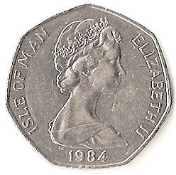Isle of Man 50 Pence Coin | Queen Elizabeth II | Viking Longship | KM125 | 1984