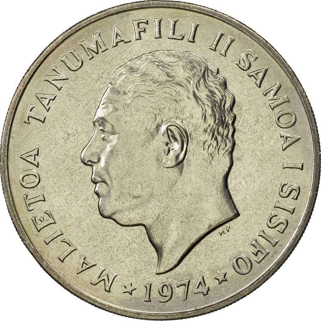 Samoa | 50 Sene moneta | Malietoa Tanumafili II | Bananų medis | KM:17 | 1974 - 2000