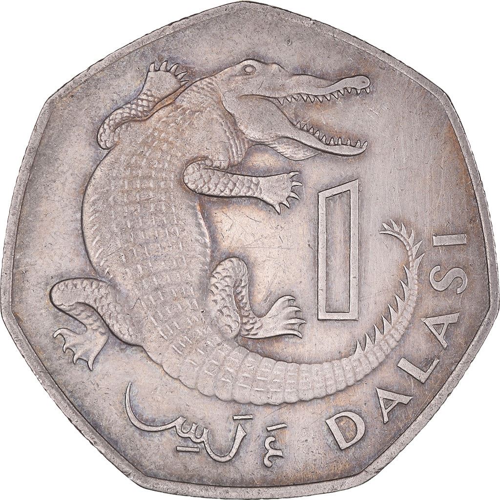 Gambia 1 Dalasi Coin | Crocodile | President Dawda Jawara | KM29 | 1987