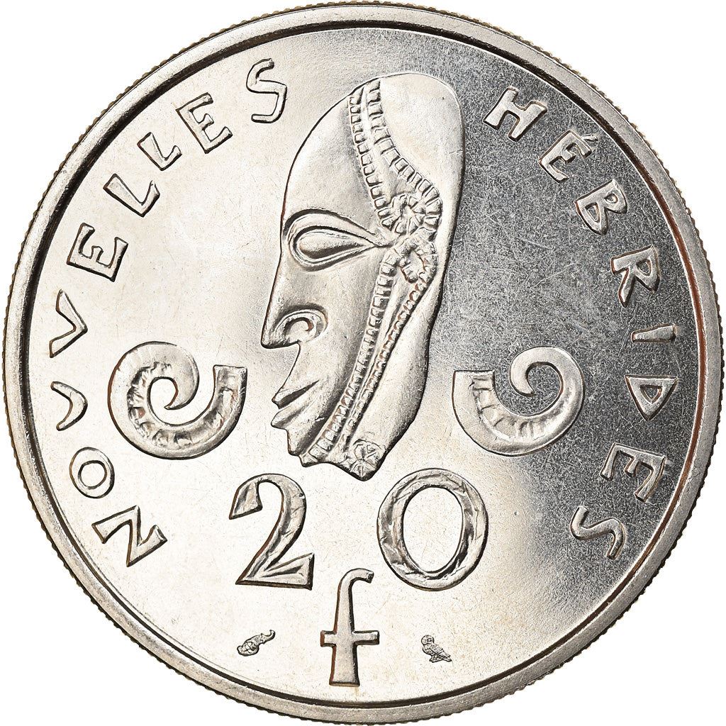 New Hebrides | 20 Francs Coin | Marianne | Native Mask | Snails | Km:3.1 | 1967 - 1970