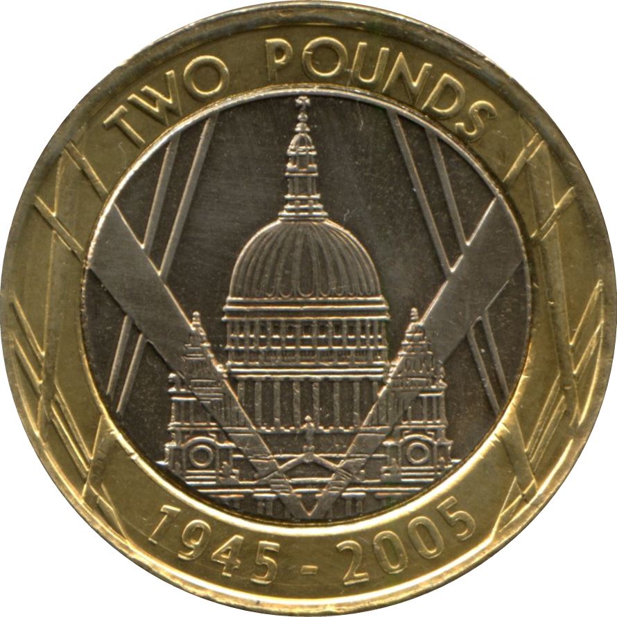 United Kingdom 2 Pounds Coin | Elizabeth II 4th portrait | St. Paul's Cathedral | 2005