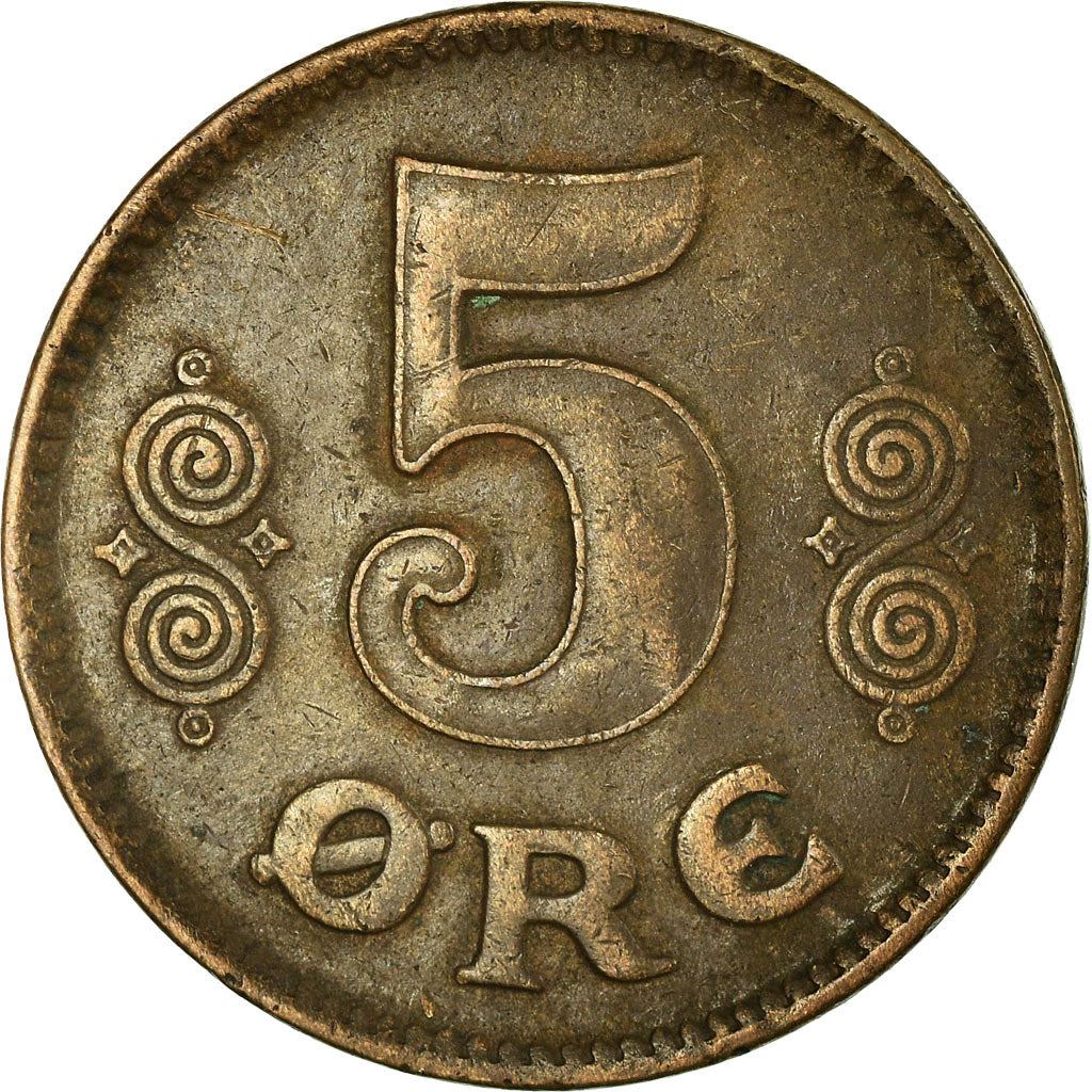 Denmark | 5 Ore Coin | Monogram | Km:814 | 1913 - 1923