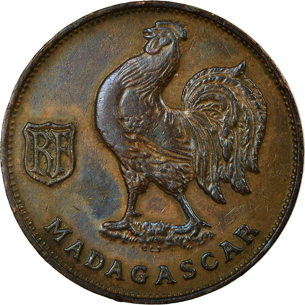 Madagascar | 1 Franc Coin | Rooster | Lorraine Cross | Km:2 | 1943