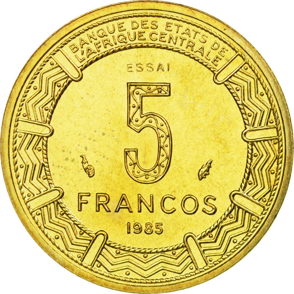 Equatorial Guinea | 5 Francos Cfa Coin | Giant Elands | Km:62 | 1985