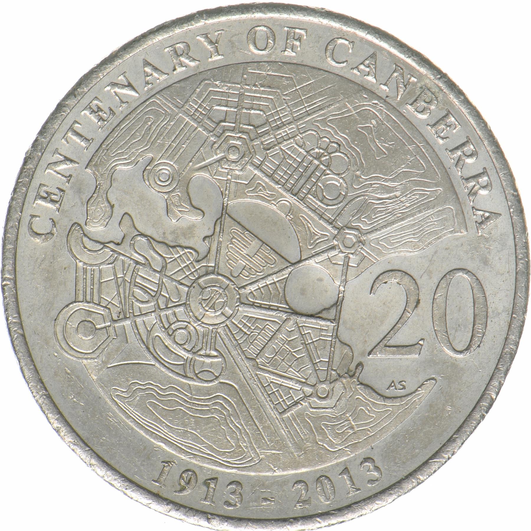 Australia | 20 Cents Coin | Centenary of Canberra | KM:2080 | 2013