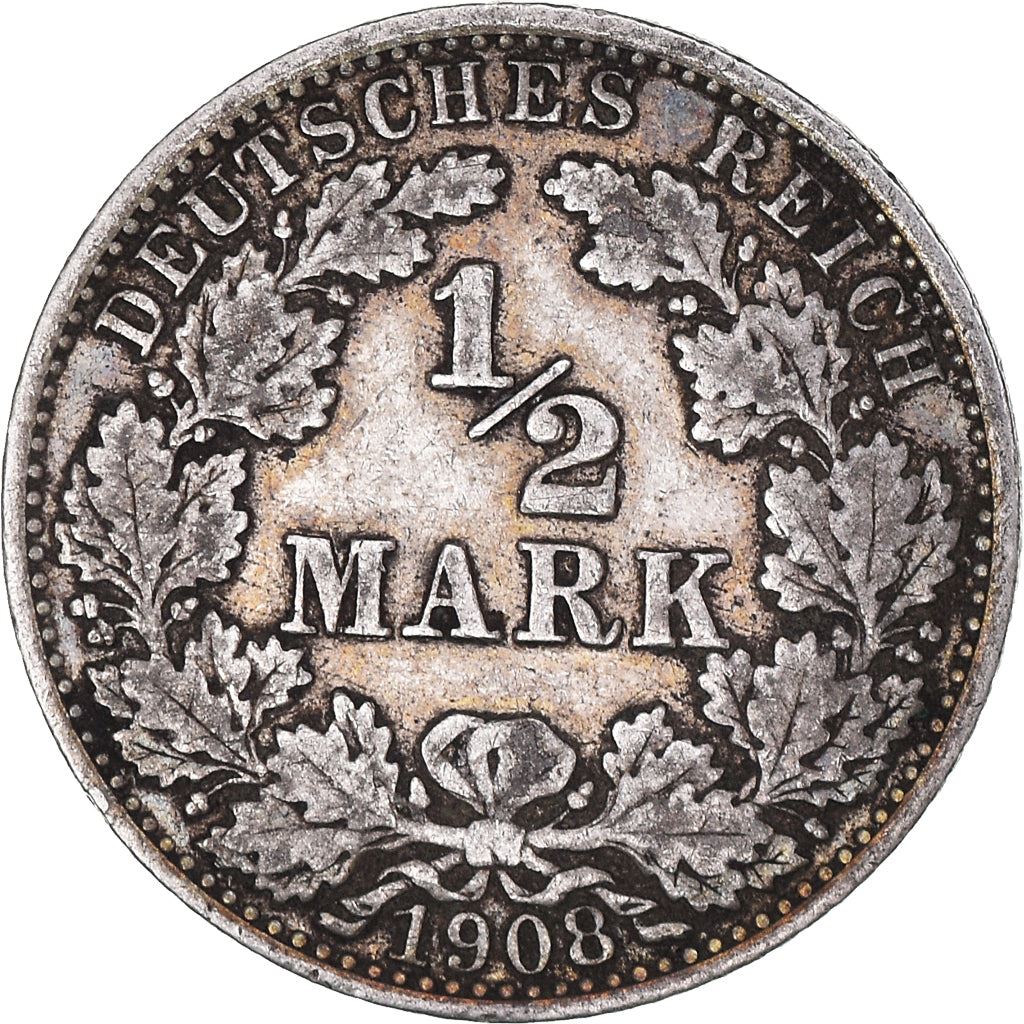 German Empire 1/2 Mark Coin | Deutsches Reich | Wilhelm II | Type 2 | KM17 | 1905 - 1919