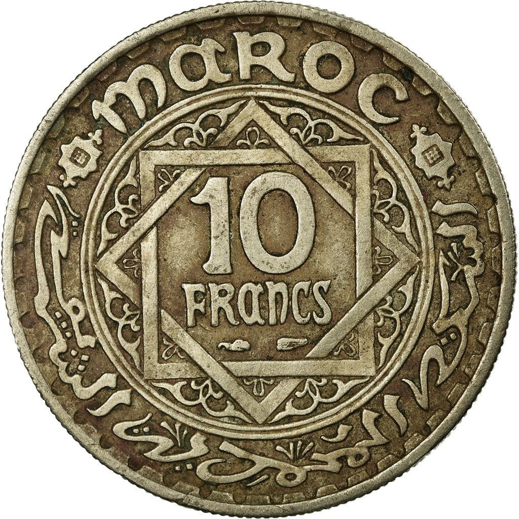Марокко | Монета 10 франков | Шарифский султанат | Султан Мухаммед V | Пентаграмма | Год: 44 | 1947