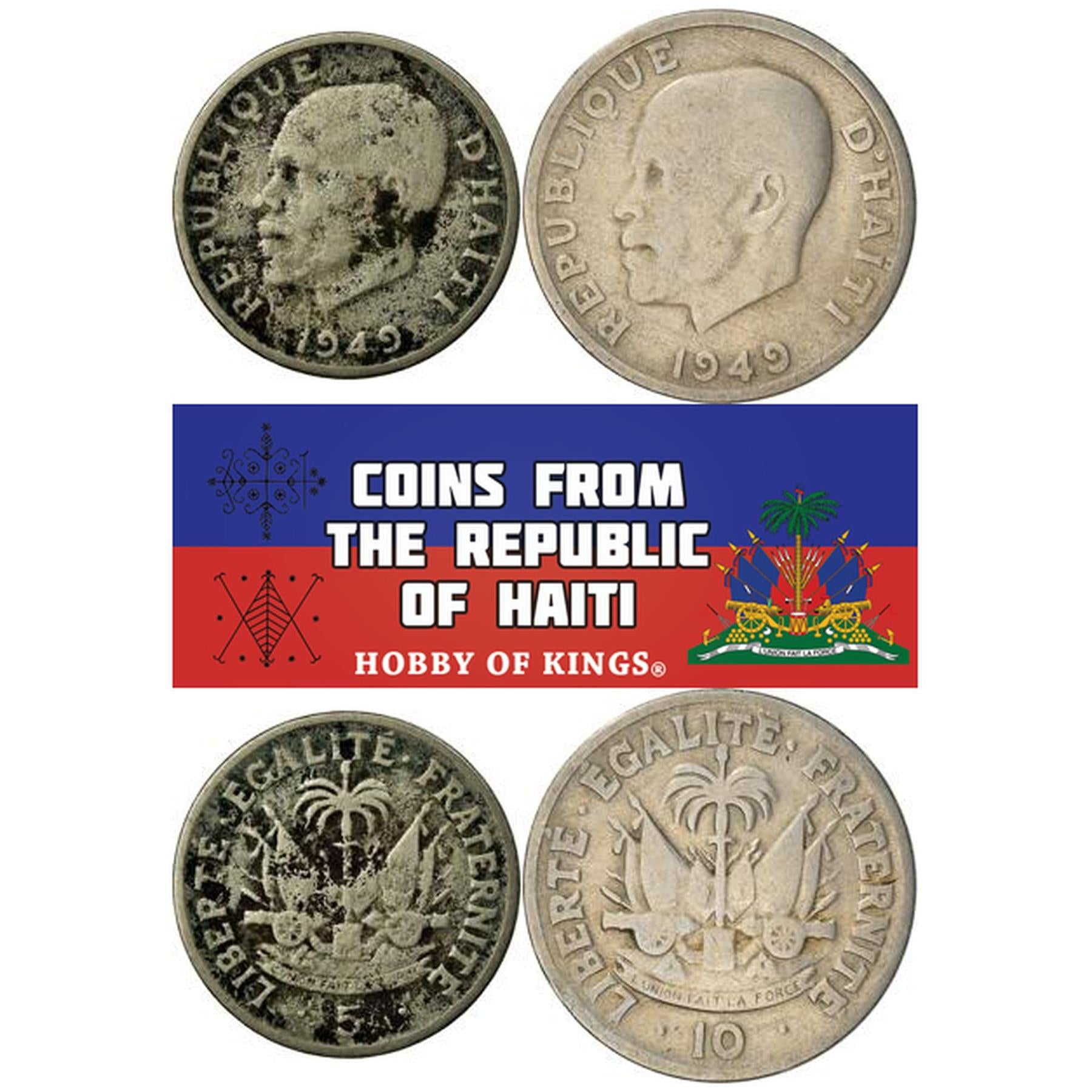 Haiti | 2 Coin Set | 5 10 Centimes | 1949