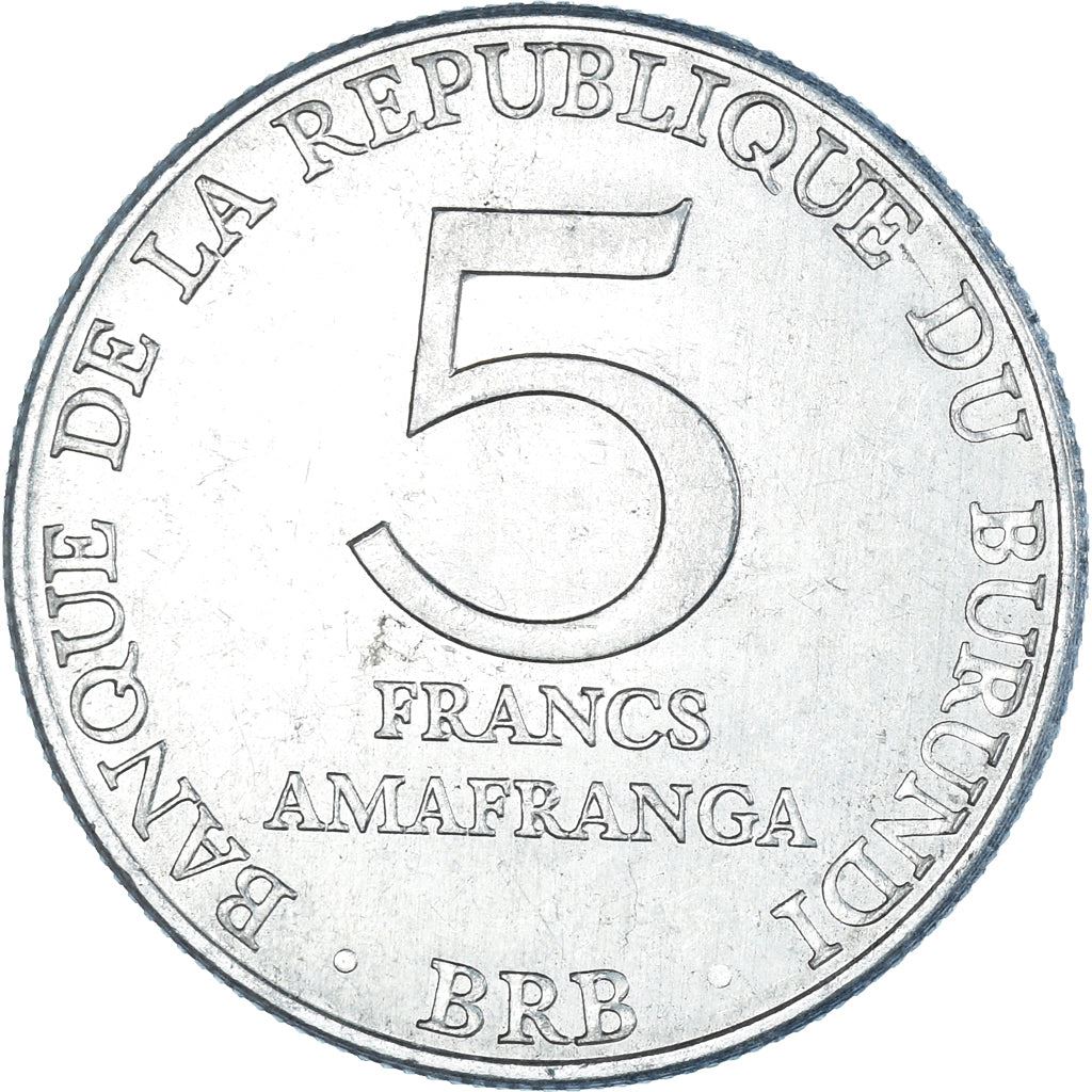 Burundi | 5 Francs Coin | Coat of arms | Km:20 | 1976 - 2013