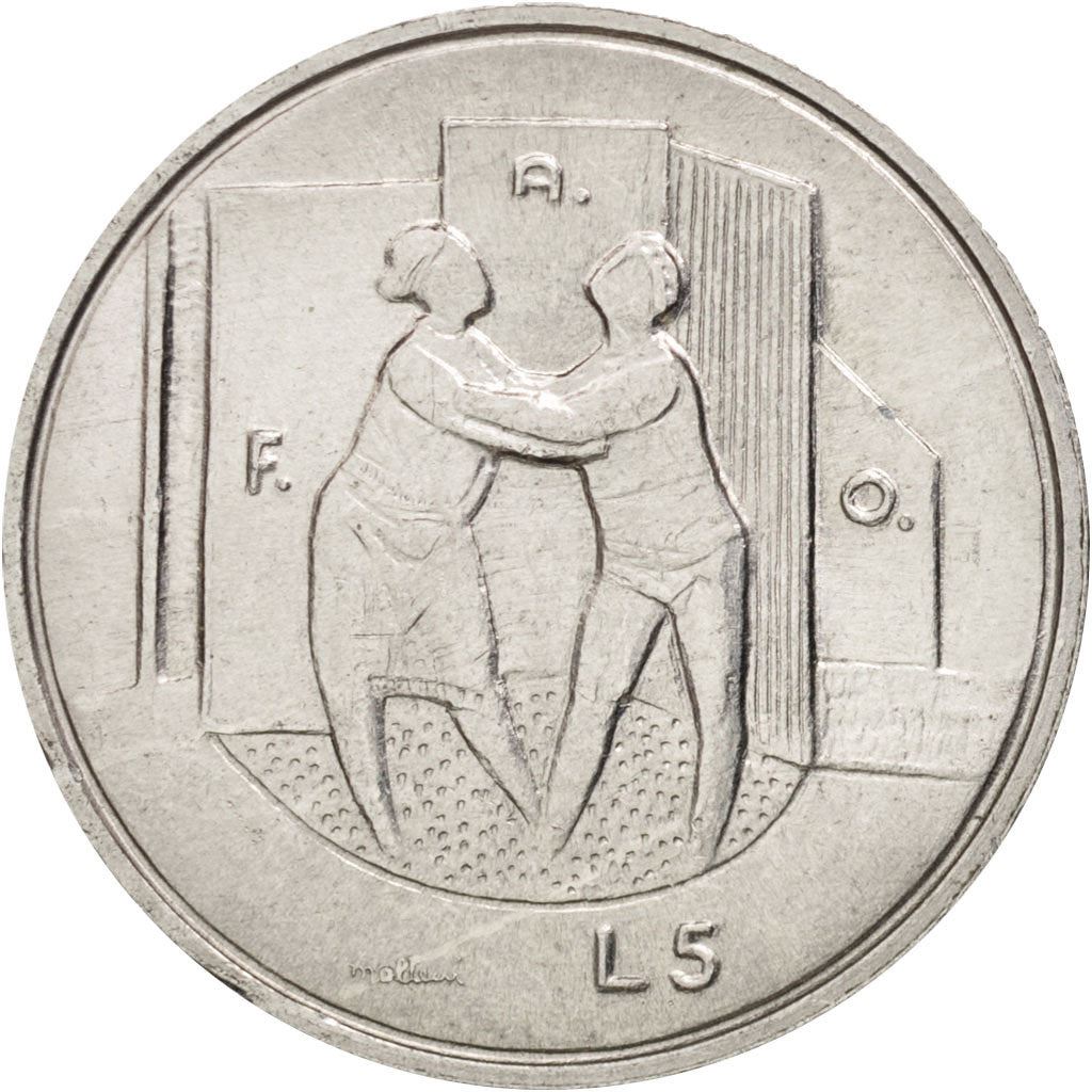 San Marino | 5 Lire Coin | FAO | Km:53 | 1976