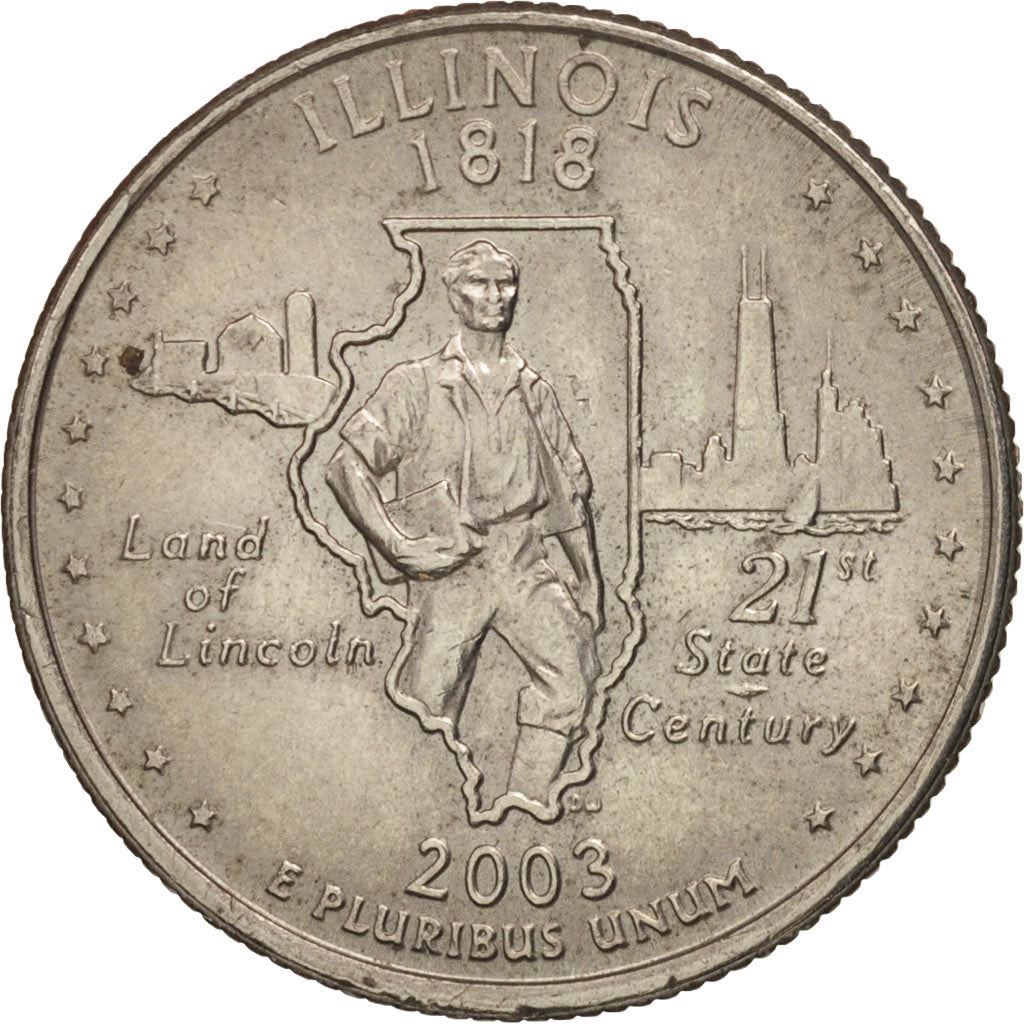 США | Монета 1/4 доллара | Авраам Линкольн | Km:343 | 2003