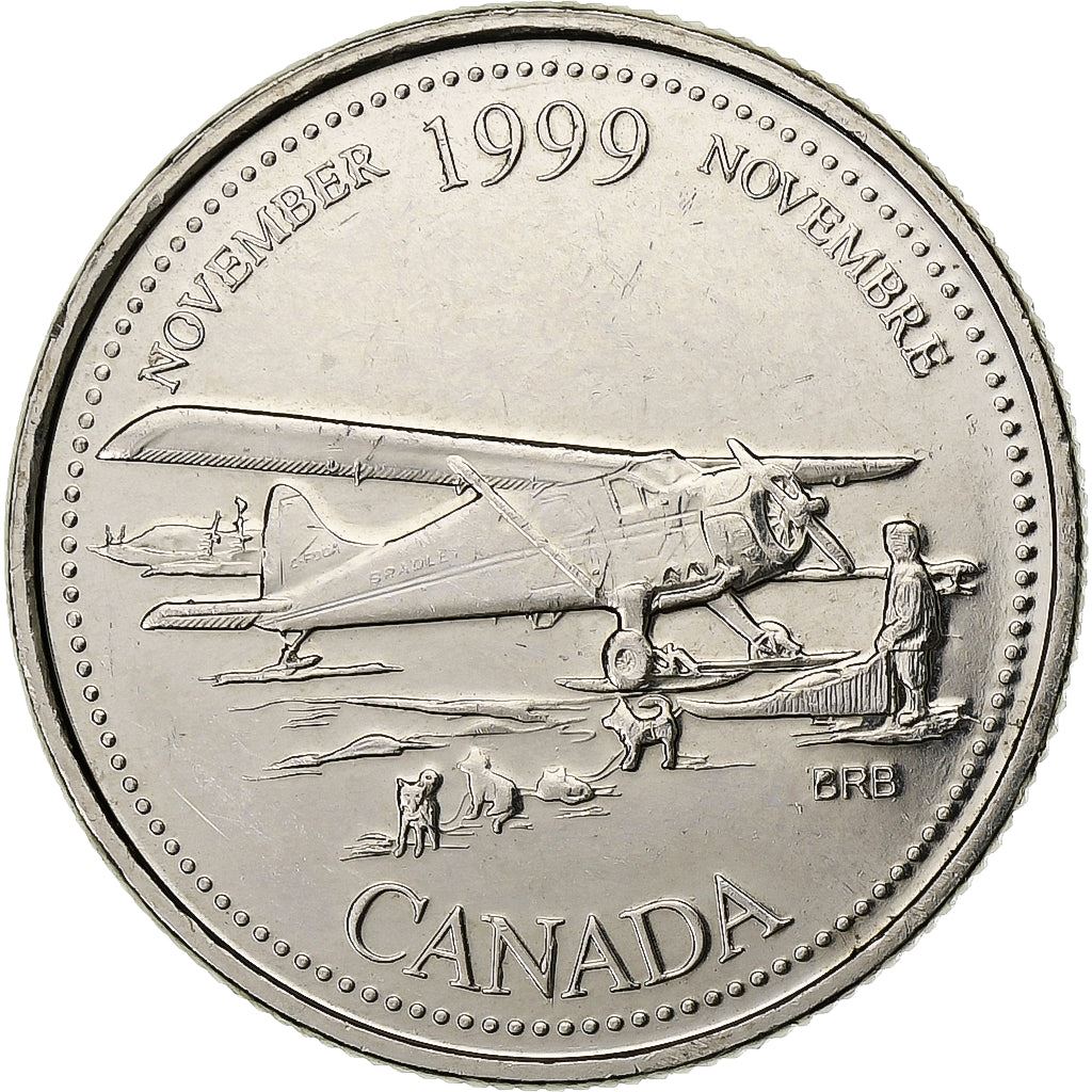 Canada | 25 Cents Coin | Bush Plane | Nickel | KM:352 | 1999
