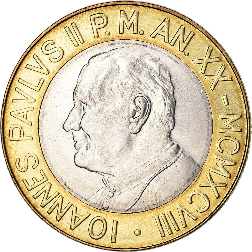 Vatican City | 1000 Lire Coin | John Paul II | Km:299 | 1998