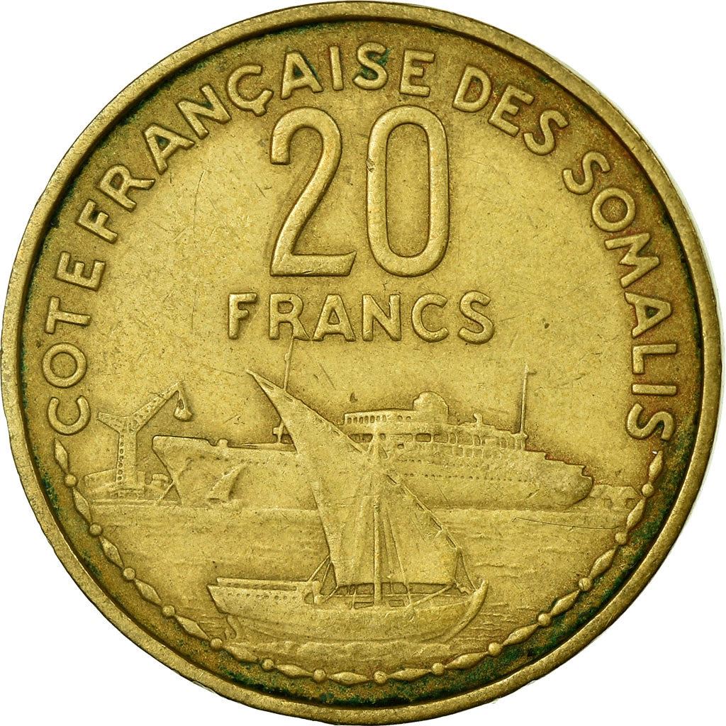 French Somaliland | 20 Francs Coin | Marianne | Dhow | Ocean Liner | Km:12 | 1965