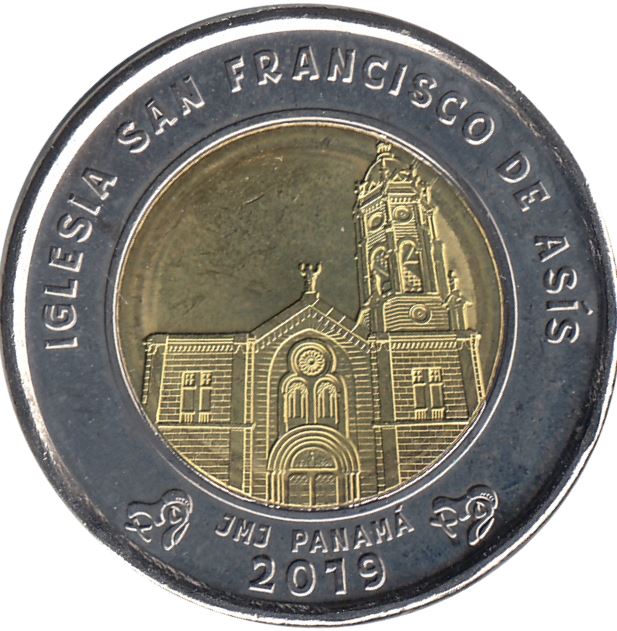 Panama 1 Balboa Coin | Saint Francis of Assisi Church | KM163 | 2019