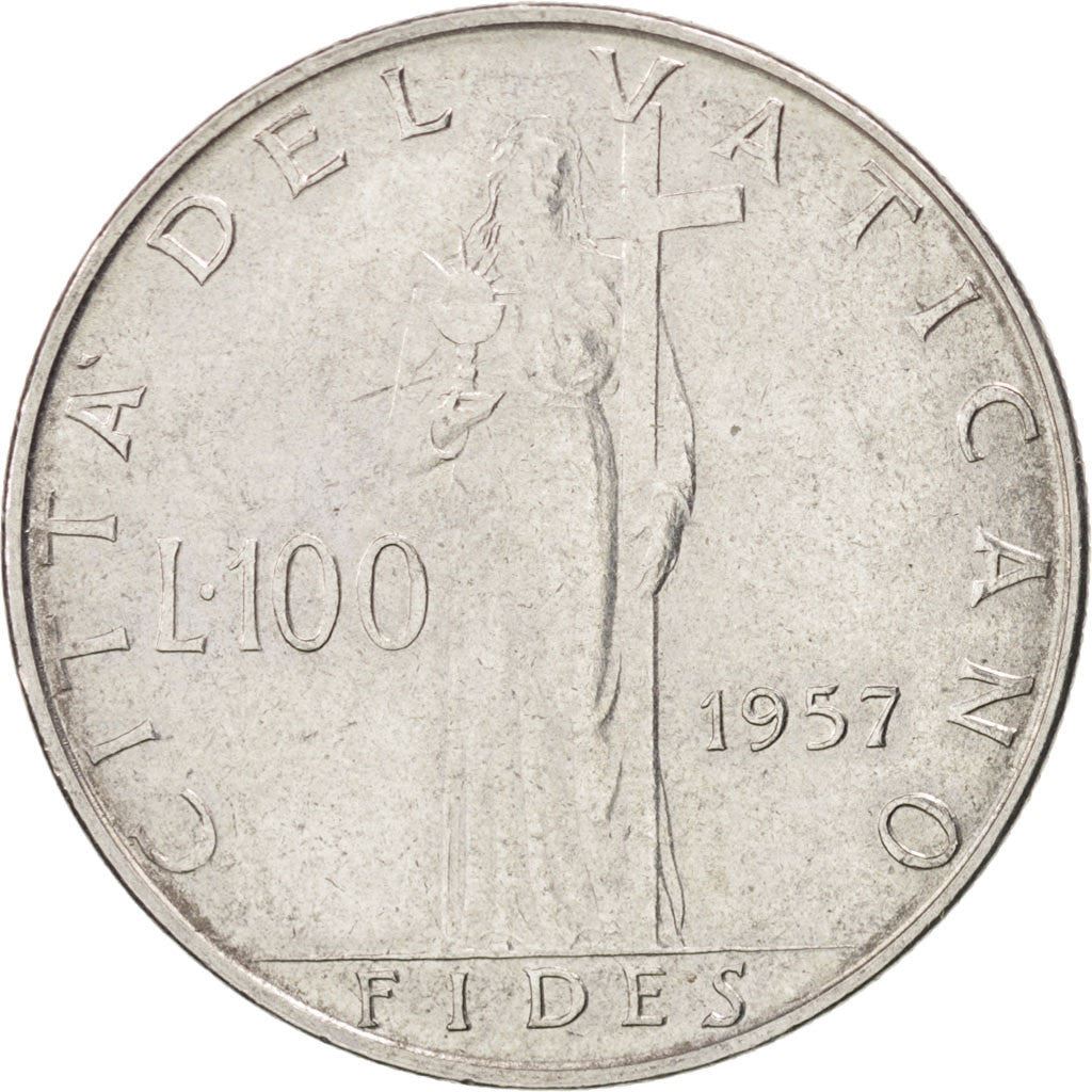 Vatican City | 100 Lire Coin | Pius XII | Km:55 | 1955 - 1958