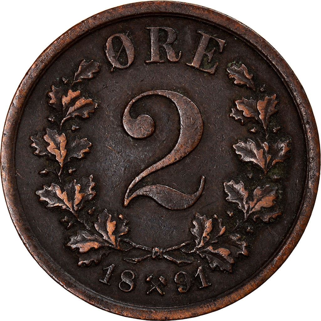 Norway | 2 Ore Coin | Oscar II | KM:353 | 1876 - 1902