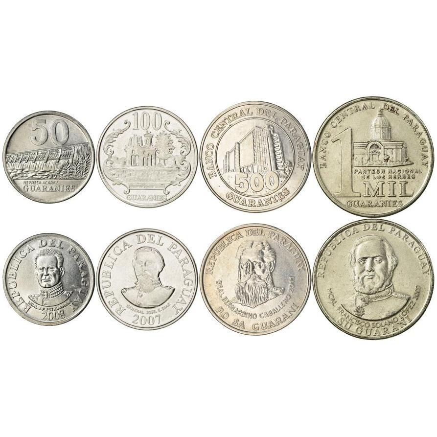 Paraguay | 4 Coin Set | 50 100 500 1000 Guaranies | 2006 - 2022
