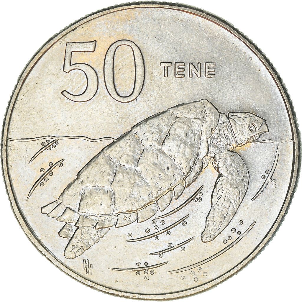 Cook Islands | 50 Tene Coin | Elizabeth II | Hawksbill Turtle | KM:41 | 1988 - 1994