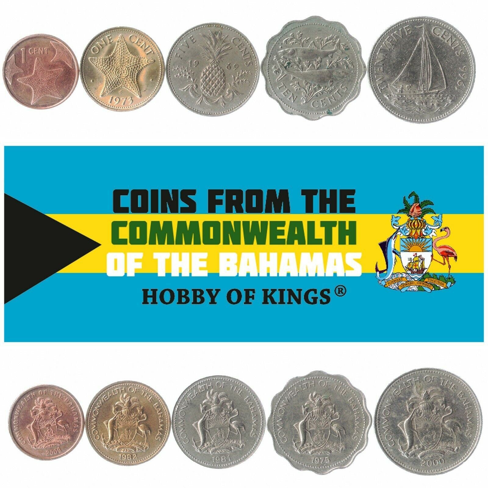 5 Mixed Coins From Bahamas | 1974 - 2024