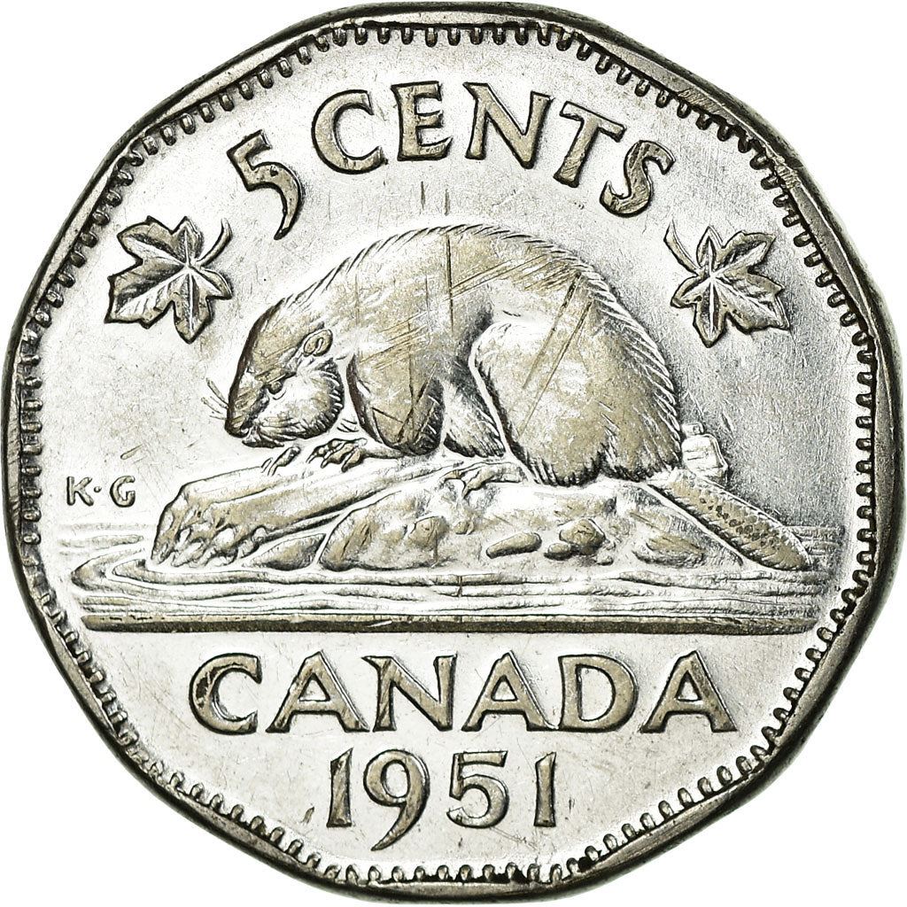 Canada | 5 Cents Coin | Chromium plated steel | steel | KM:42a | 1951-1952