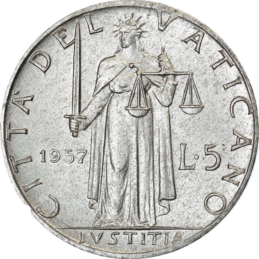 Vatican City | 5 Lire Coin | Pius XII | Km:51 | 1951 - 1958