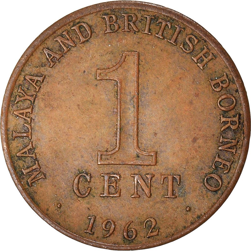 Malaya and British Borneo | 1 Cent Coin | Kris Swords | Km:6 | 1962