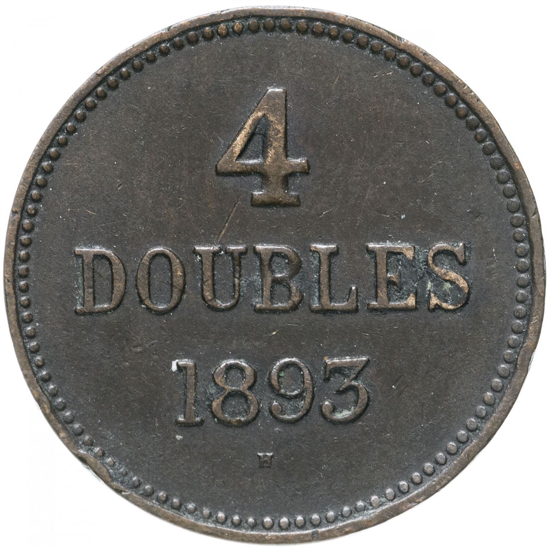 Moneta Guernsey 4 Doubles | Herb Guernsey | KM5 | 1864 - 1911