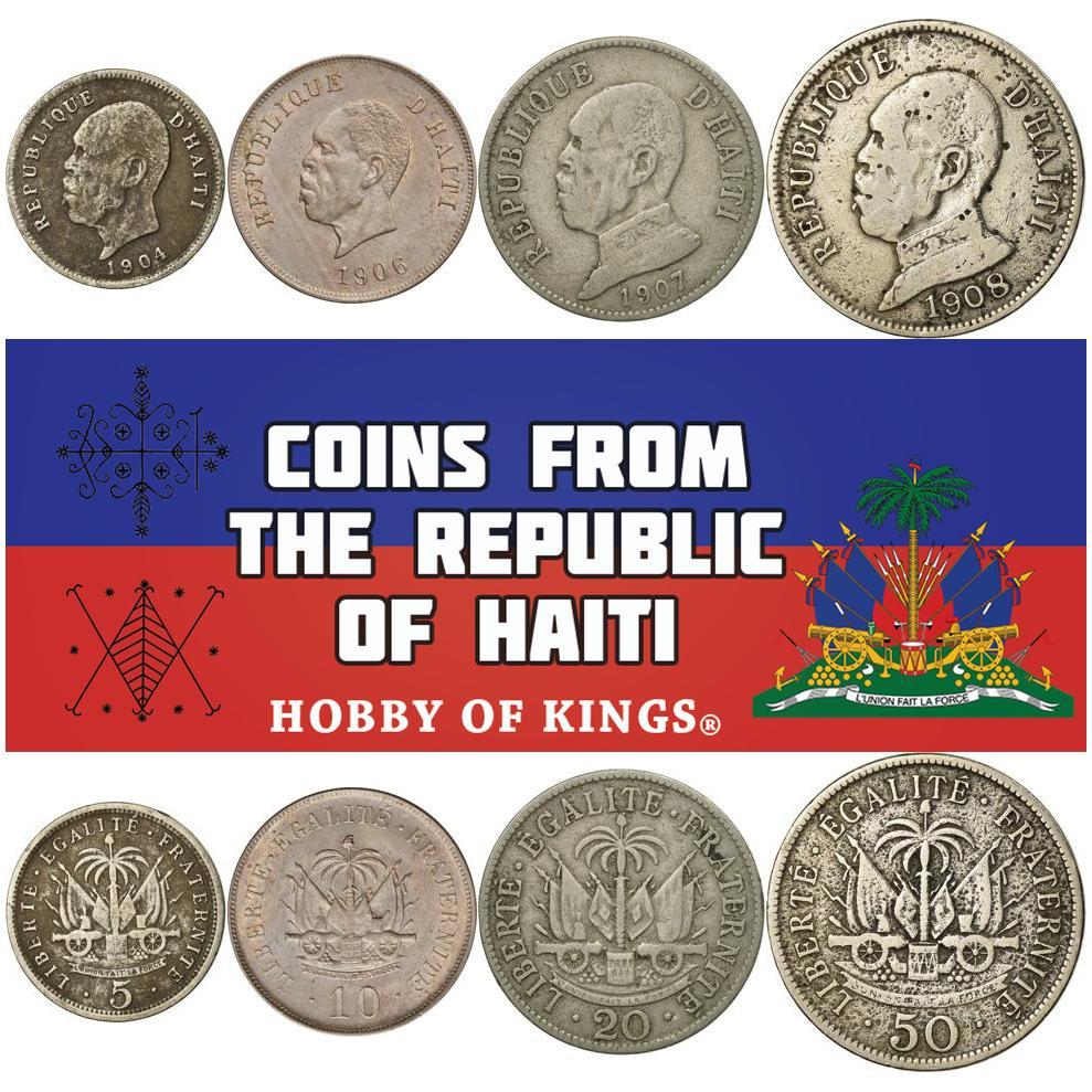 Haiti | 4 Coin Set | 5 10 20 50 Centimes | 1904 - 1908