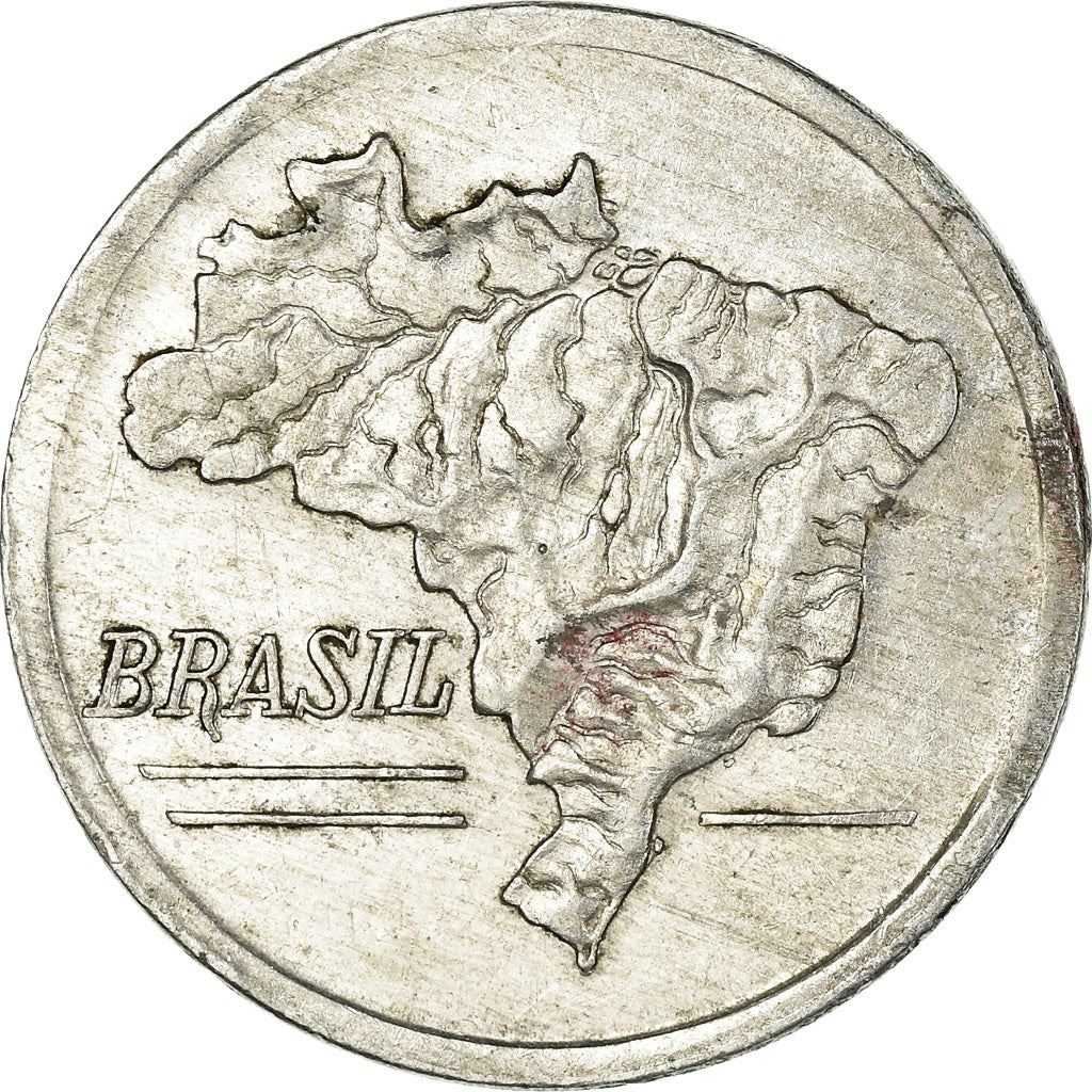 Brazil | 10 Cruzeiros Coin | Map of Brazil | Km:572 | 1965
